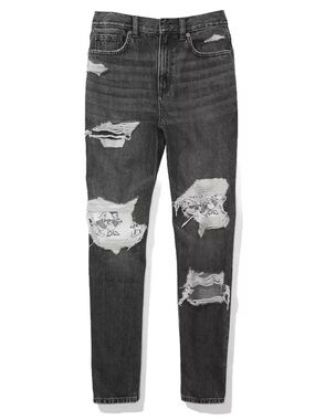 Disney X American Eagle AE 25W Black Denim Mom Jeans Mickey Mouse Sz 0 Short NWT